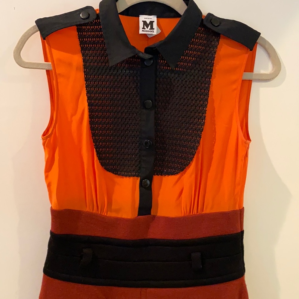 Missoni Bkack/ Orange/ Rust Color Block Dress  Sm
